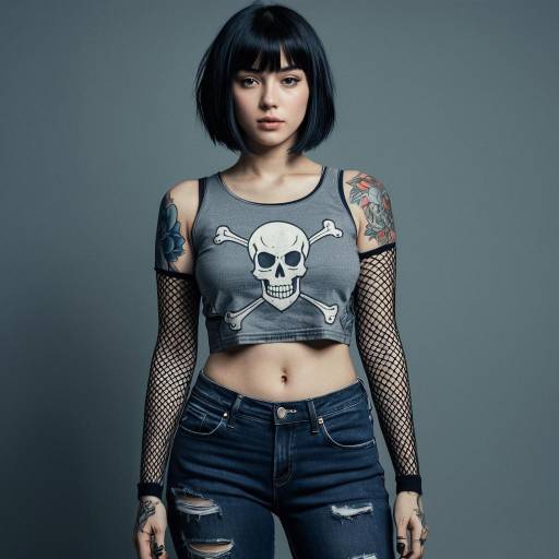 Edgy Anime Woman with Tattoos and Style