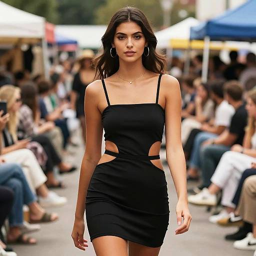 Confident Woman in Edgy Black Dress