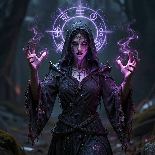 Dark Sorceress Casting Necrotic Magic