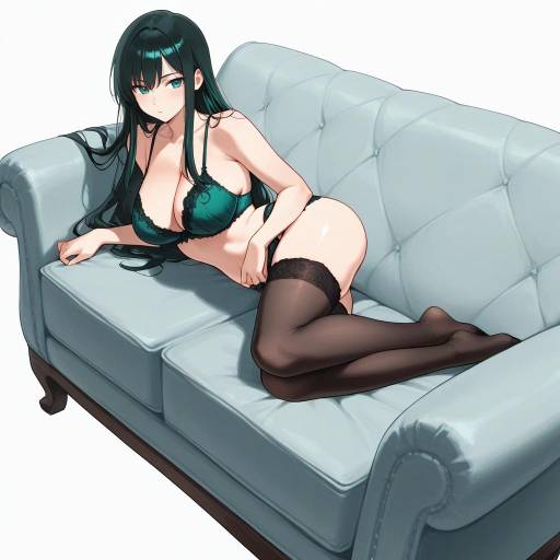 Elegant Solo Pose on Sofa Elegant Solo Pose on Sofa
