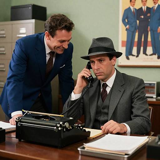 Vintage Office Meeting with Stylish Men