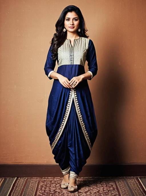 Elegant Full-Body Woman in Dhoti Suit