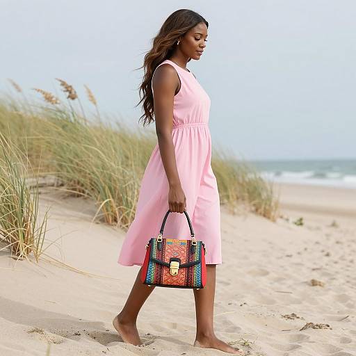 Elegant Black Woman at the Beach