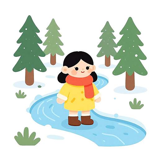 Whimsical Girl in Snowy Forest