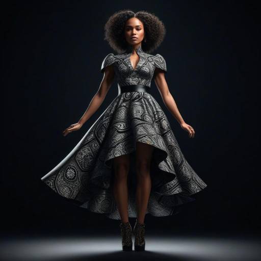 Confident Woman in Geometric Patterned Dress
