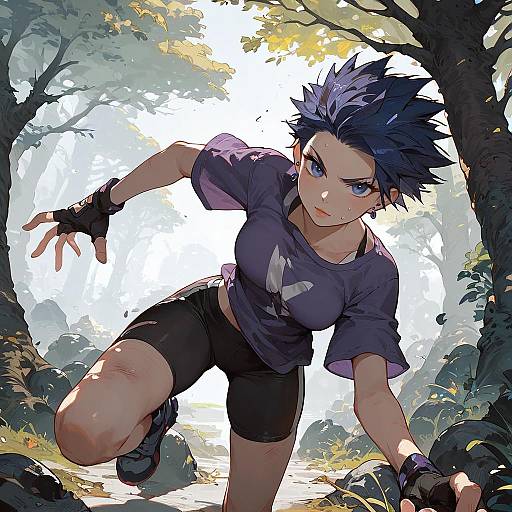 Anime Girl in Fighting Pose Outdoors