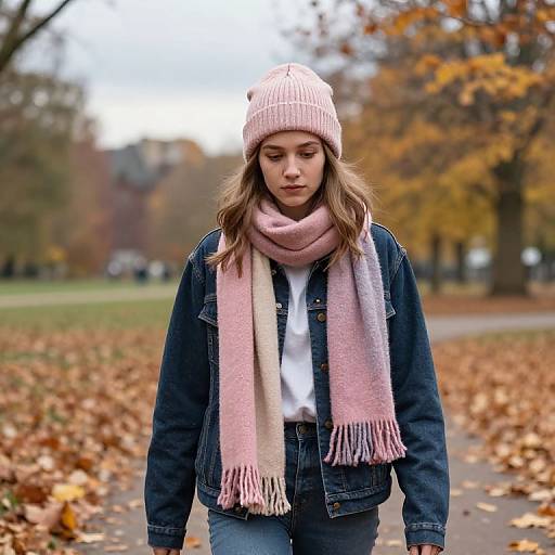Emo Girl Walking Through Autumn Park