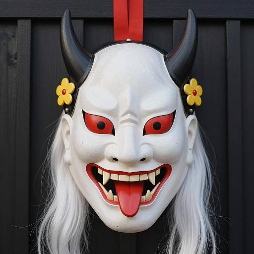 Intricate Japanese Demon Mask Design