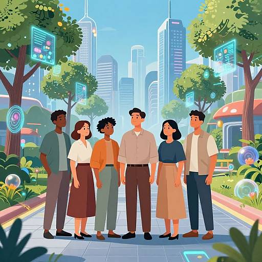 Futuristic Family in High-Tech Park