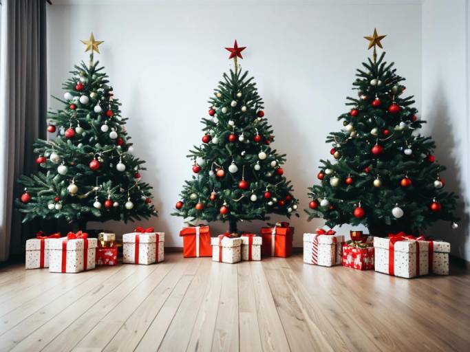 Charming Christmas Room with Trees and Gifts