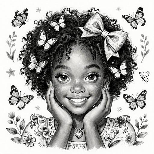 Black-and-White Portrait of Smiling Teen