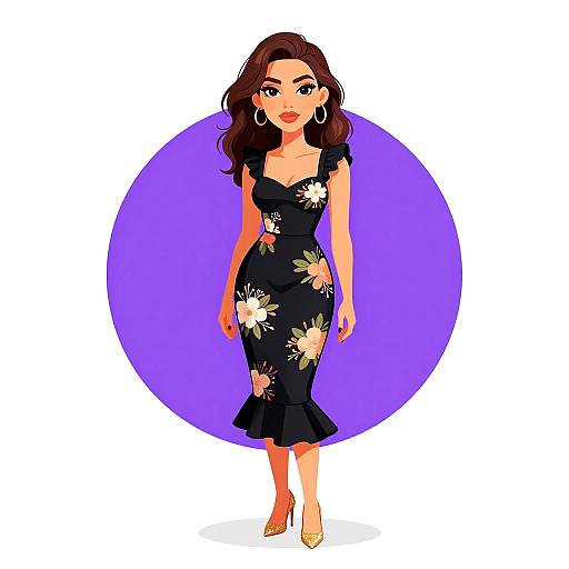 Chic Woman in Floral Midi Dress