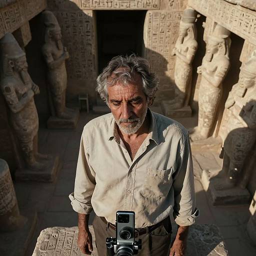 Photorealistic Archaeologist Amid Ancient Ruins
