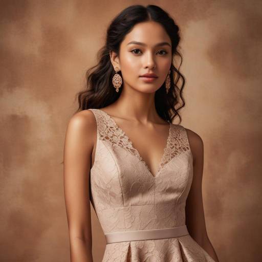 Elegant Woman in Lace Cocktail Dress