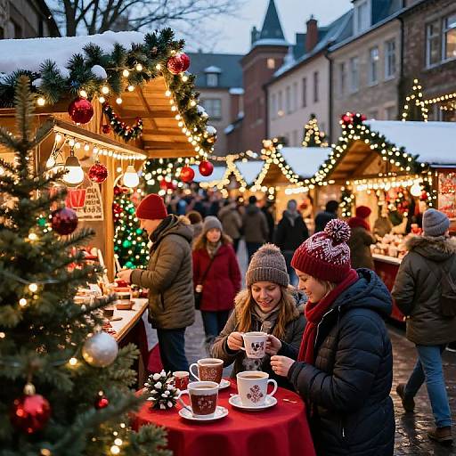 Festive Christmas Holiday Market Scene