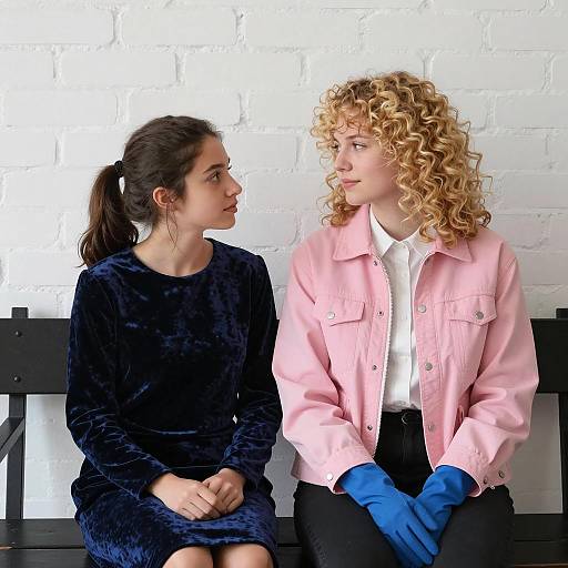 Two Women Sitting on Bench Facing Each Other