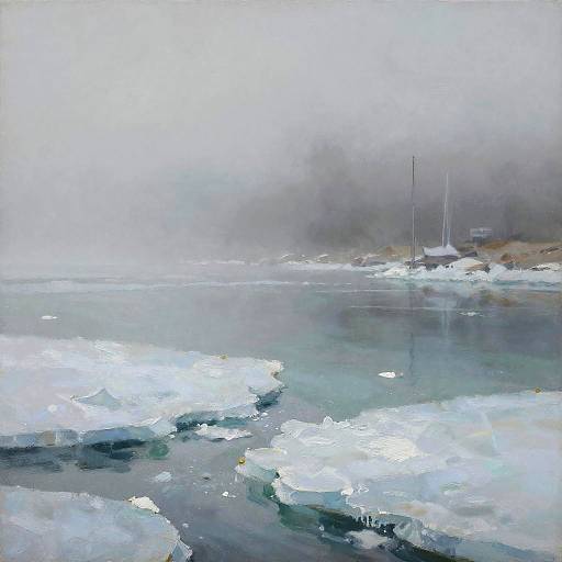 Ethereal Ice-Covered Bay Painting
