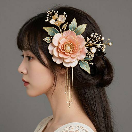 Art Nouveau Woman with Floral Hairpiece