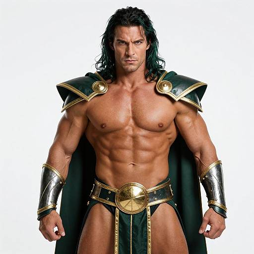 Fantasy Warrior with Dark Green Hair