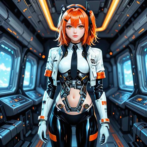 Futuristic Cowboy Shot of Android Girl