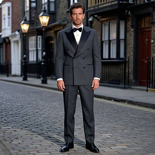 Victorian Gentleman in Charcoal Tuxedo