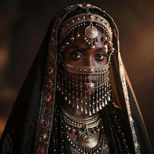 Mysterious Veiled Portrait with Silver Jewelry