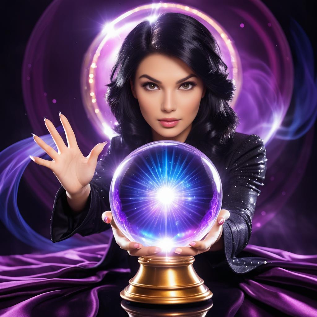 Enchanting Magician Emerging from Crystal Ball