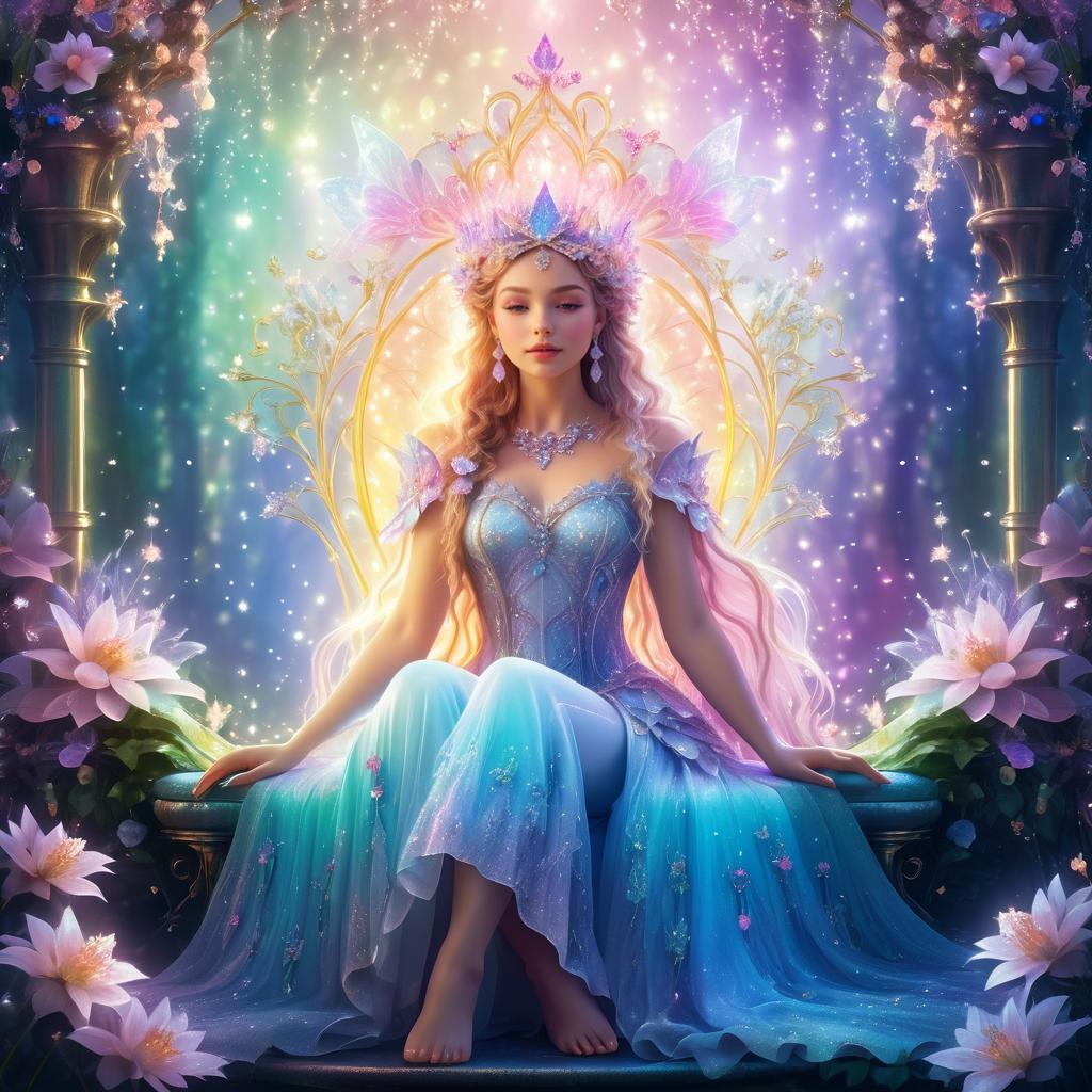 Whimsical Fairy Princess Portrait on Throne