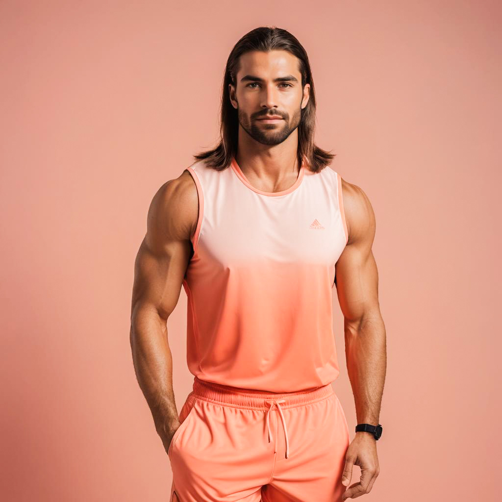 Athletic Portrait with Peachy Coral Background