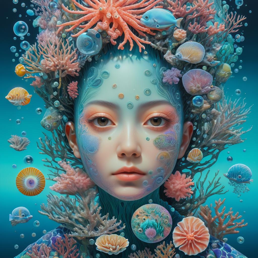 Surreal Anatomical Face with Sea Life