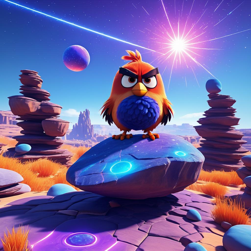 Surreal Angry Bird on Rock Formation