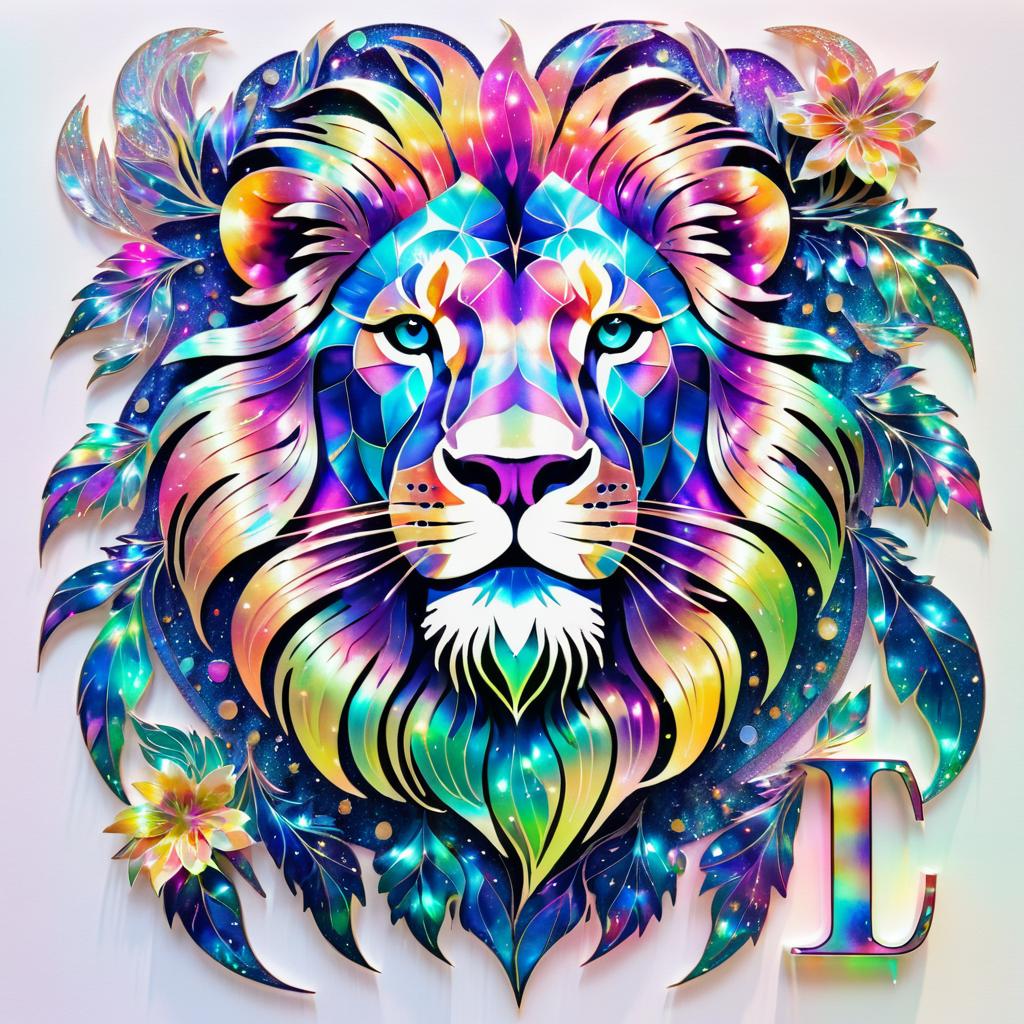 Iridescent Art Nouveau Lion with C