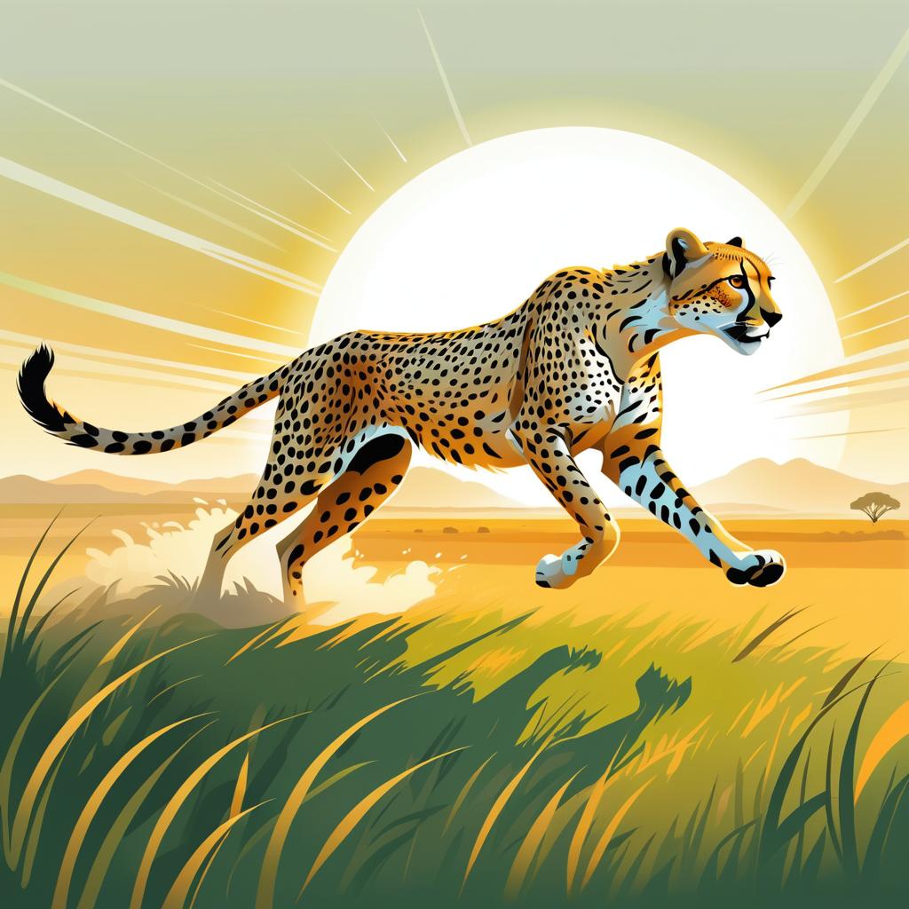 Elegant Cheetah Sprinting at Sunrise