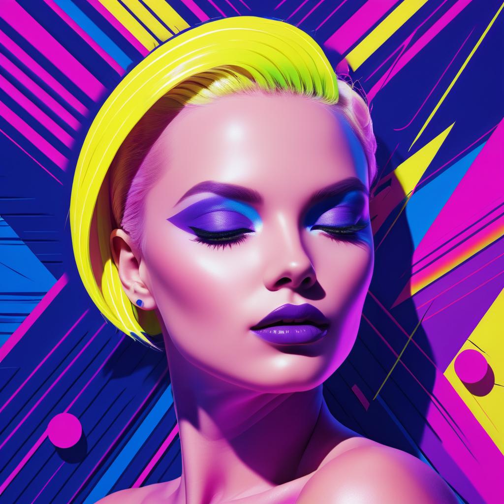 80s Inspired Pop Art Portrait of Woman