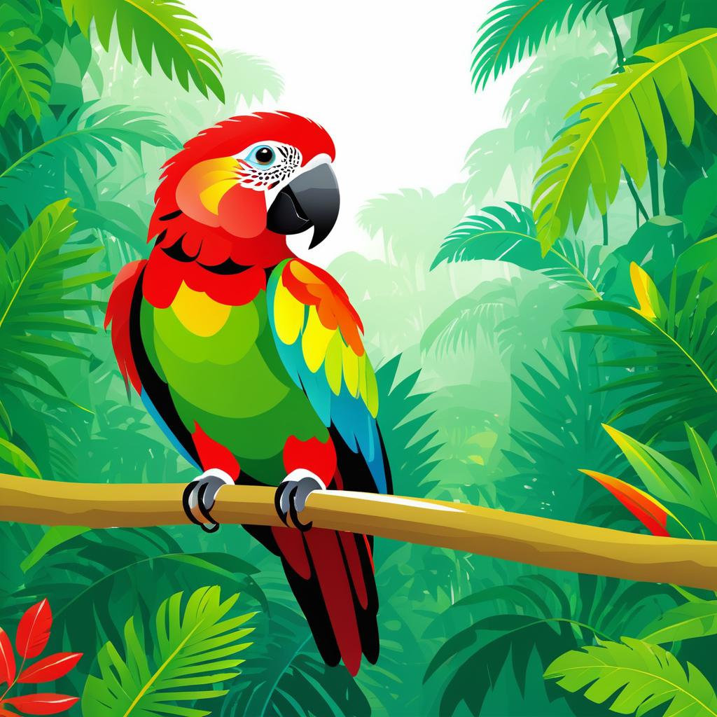 Colorful Parrot in Lush Rainforest Vector