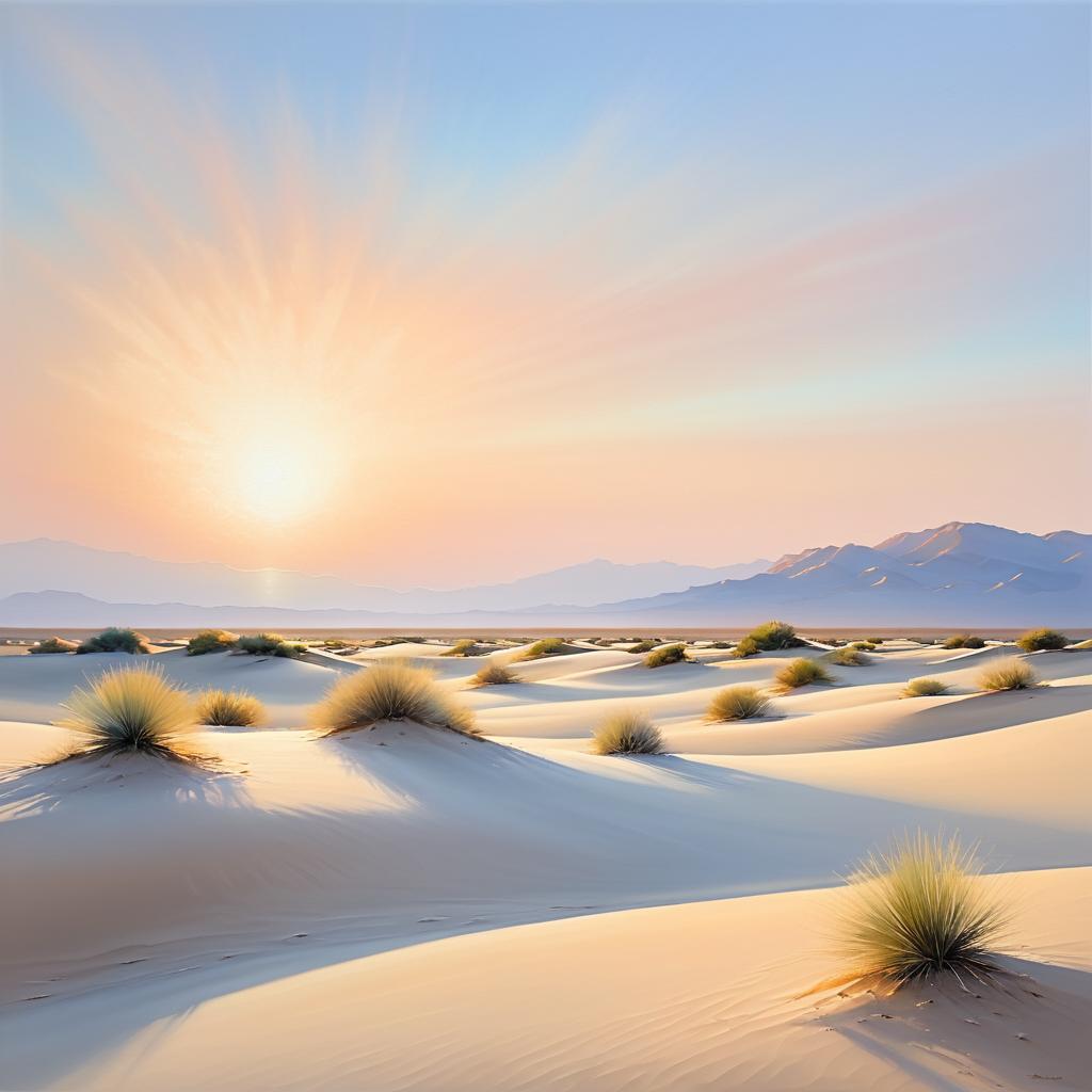 Serene Dawn Desert Landscape Painting