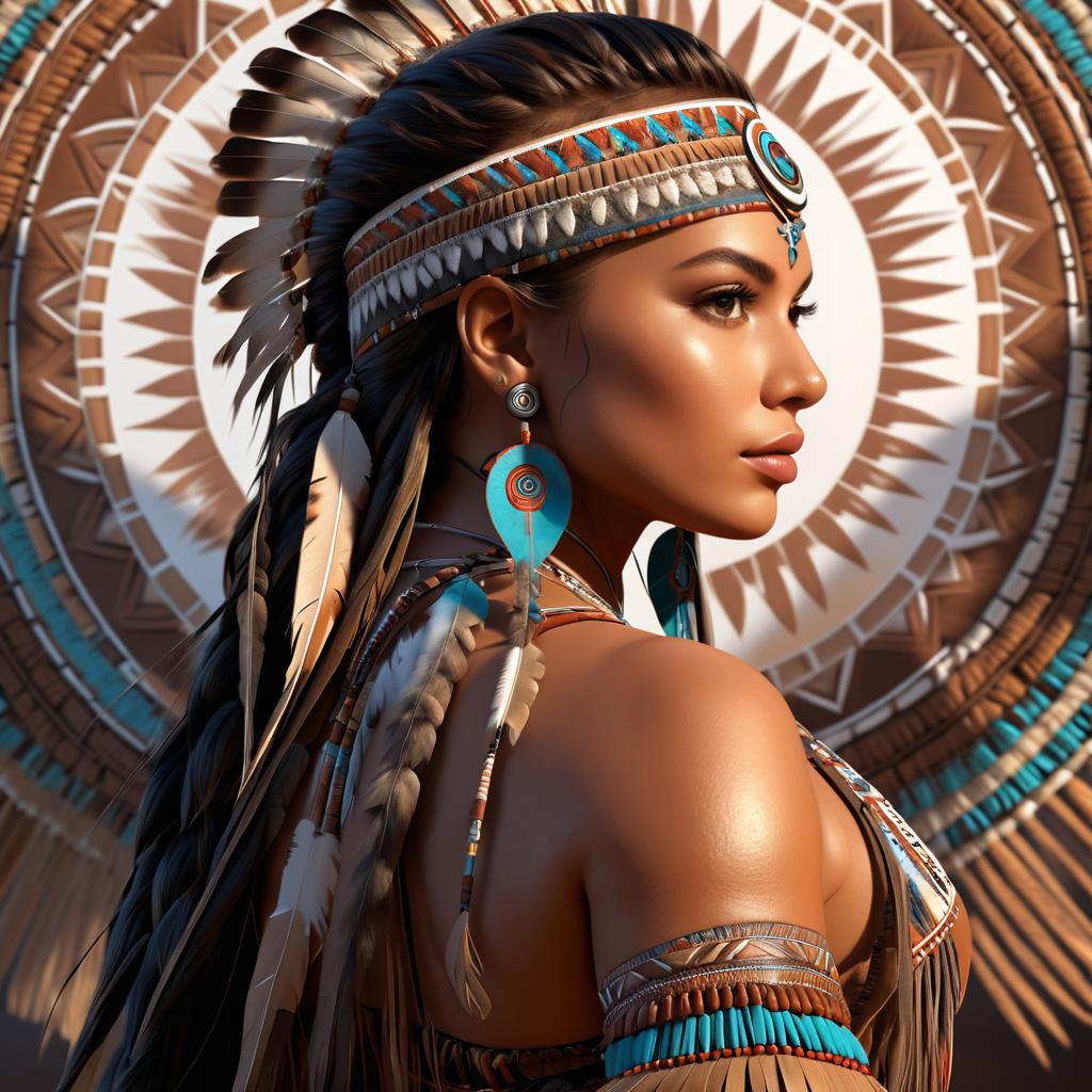 Tribal Art Portrait of Native American Woman