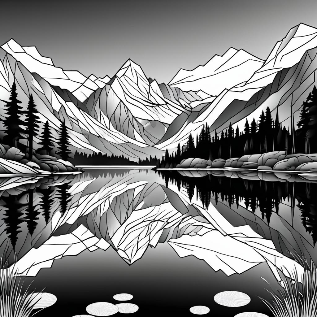 Majestic Mountains and Serene Lakes Illustration