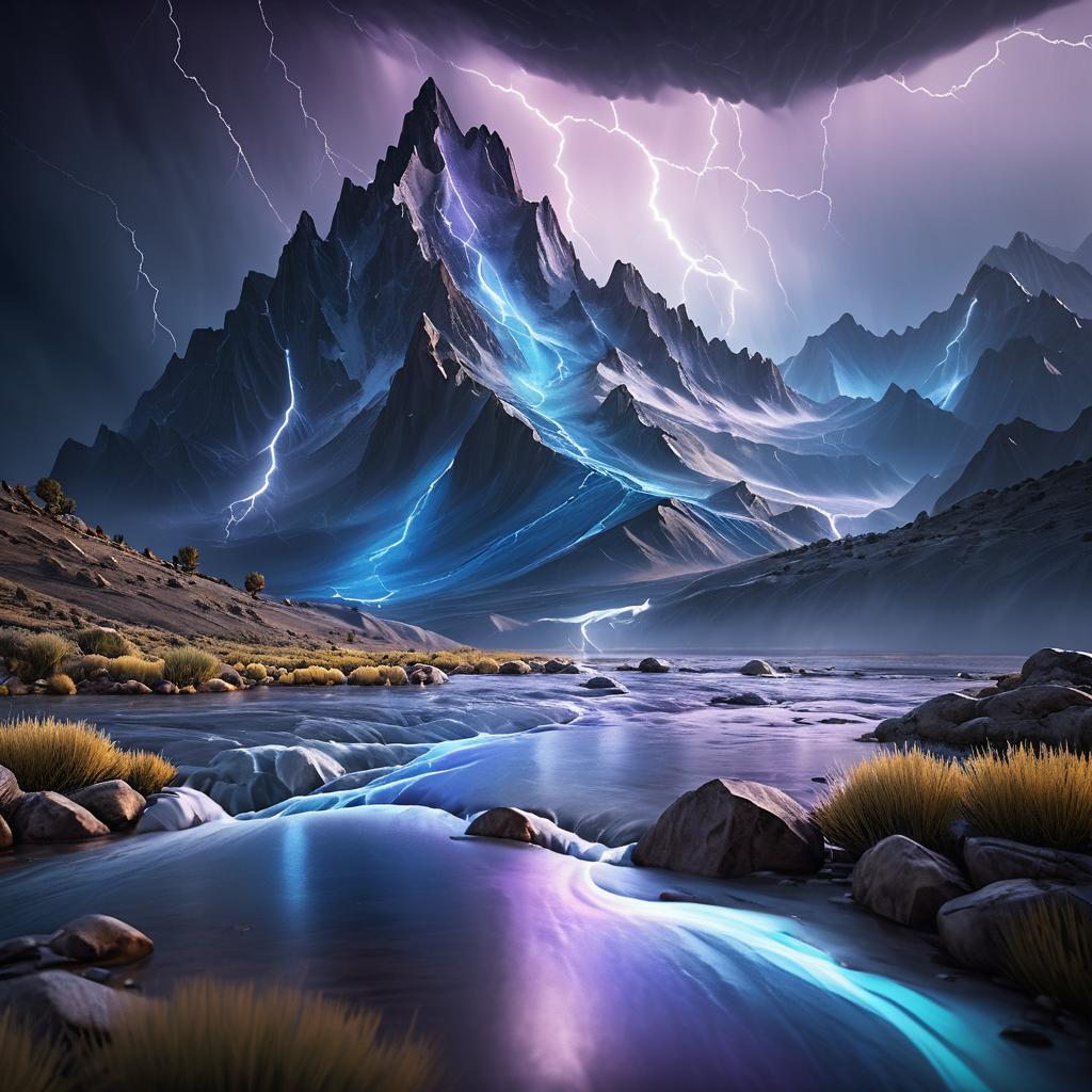 Cinematic Liquid Mountain Range Art