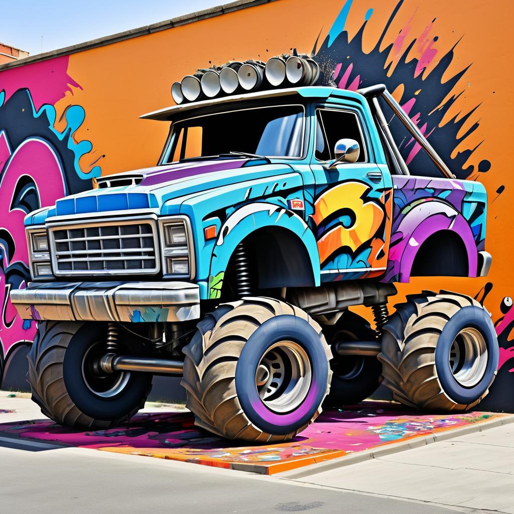 Vibrant Cartoon Graffiti Monster Truck Racer