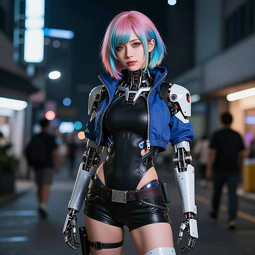 Cyberpunk Girl Cosplay in Night Setting