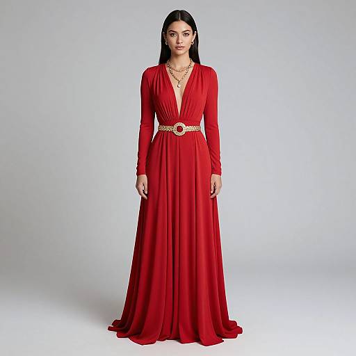 Elegant Red Gown Fashion Portrait