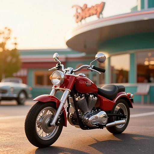 Vintage Mickey Mouse Motorcycle Scene