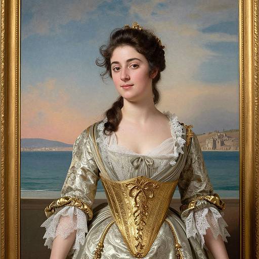 Neoclassical Woman's Coastal Portrait