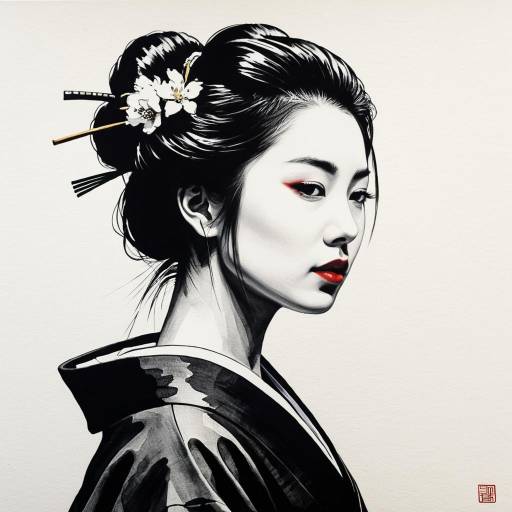 Minimalist Geisha Ink Painting 2015
