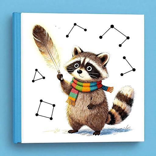 Shy Raccoon with Glowing Quill