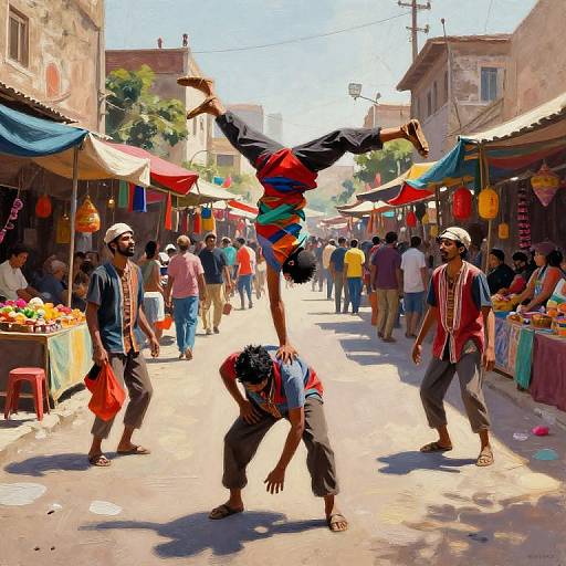 Skibbidi Street Performers in Urban Market