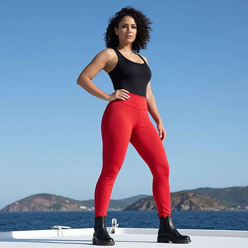 Confident Woman on Boat Deck