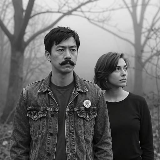 Serious Portrait in a Misty Forest