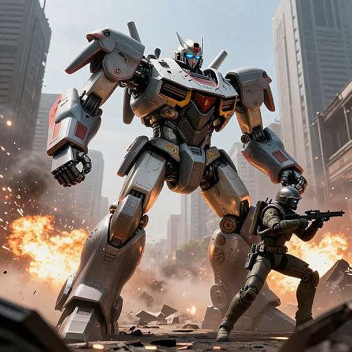 Epic Mech vs Futuristic Soldier Battle